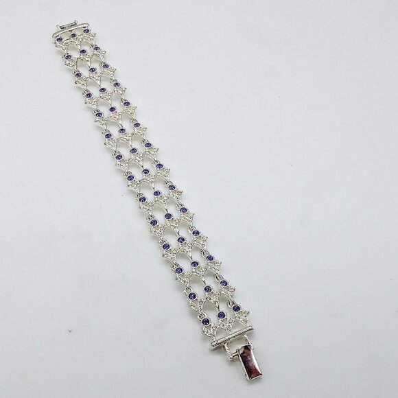 Napier Silver Amethyst Crystal Link Bracelet - Picture 4 of 6